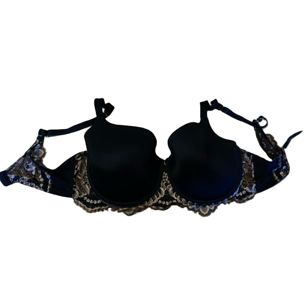 La Senza Black Lace Underwire Demi T-Shirt Bra Size 34DD